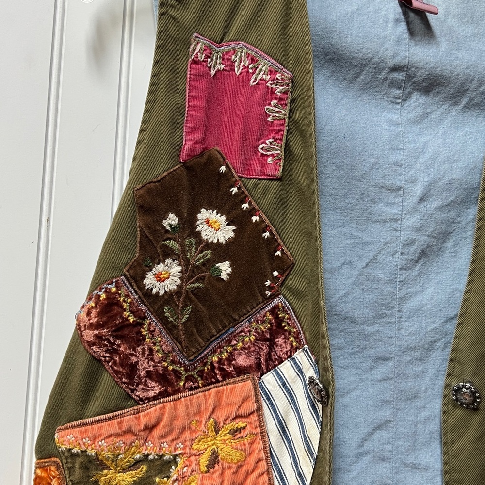 80s Patchwork Cambridge Country Store Vest L Western Bohemian Boho Hippie Floral - Picture 2 of 6